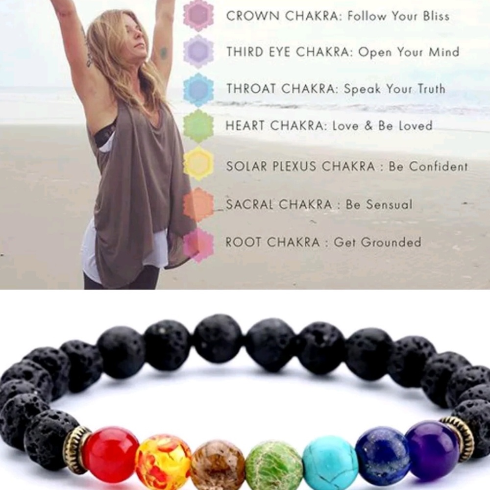 🕉️ 7 Chakra Healing Bead Bracelet | Lava 🕉️ - Picture 2 of 6
